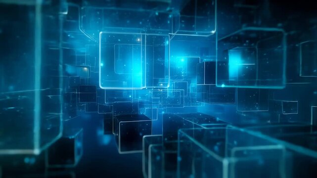 ネットワークで繋がるイメージの四角いブロックの背景
