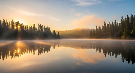 Fototapeta premium sunrise over the river