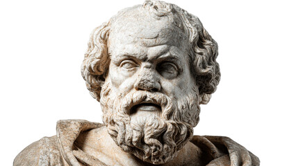 Greek philosopher Socrates statue, isolated on a Transparent background, PNG file.
