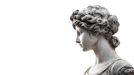Greek statue of Aphrodite, isolated on a Transparent background, PNG file.