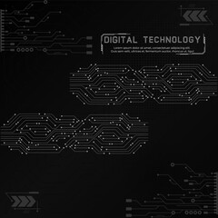 Circuit board technology abstract concept. Abstract Digital Technology Background Modern Gray and Black Design.