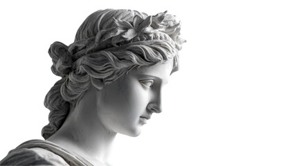 Greek statue of Aphrodite, isolated on a Transparent background, PNG file.
