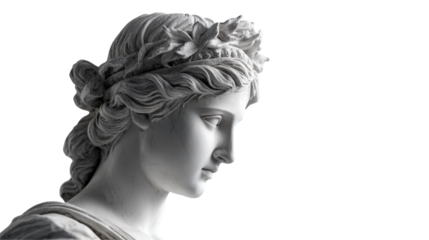 Greek statue of Aphrodite, isolated on a Transparent background, PNG file.