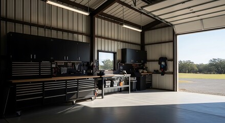 Organized Workshop Metal Building Garage Interior Design