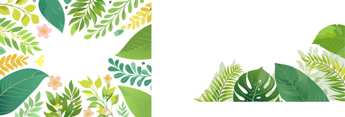 Tropical Leaves and Flowers Background Design.