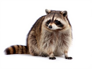 Curious Raccoon Portrait on White Background