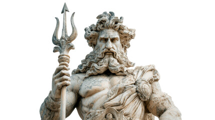 Obraz premium Greek statue of Poseidon, isolated on a Transparent background, PNG file.
