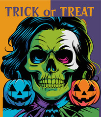Skull Pumpkins Trick or Treat Halloween Theme