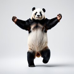 Playful Panda Bear Standing with Raised Arms - Happy Wildlife Portrait