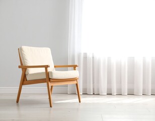 Light-filled room with a simple armchair