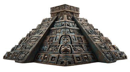 Mayan pyramid statue, isolated on a Transparent background, PNG file.