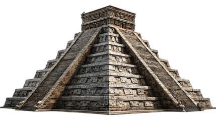 Mayan pyramid statue, isolated on a Transparent background, PNG file.