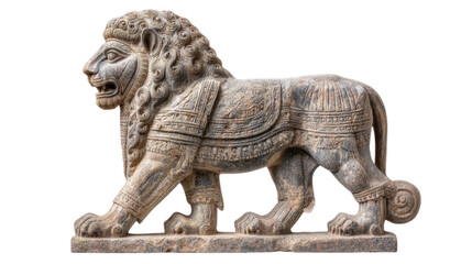 Mesopotamian lion statue, isolated on a Transparent background, PNG file.