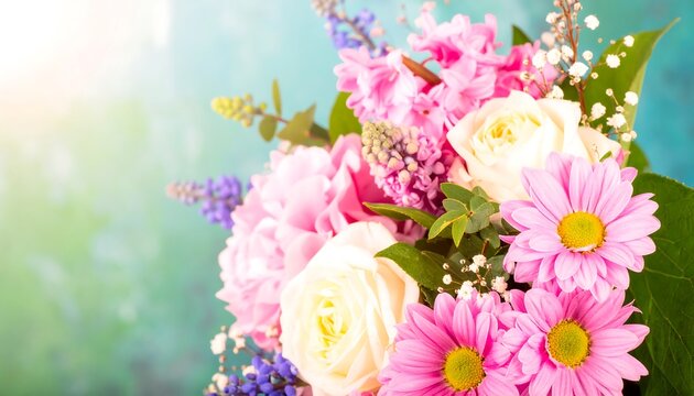 Close-up of a vibrant spring bouquet
