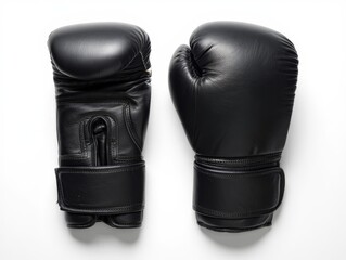 Pair of Black Boxing Gloves on White Background