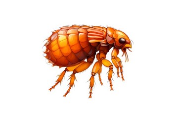 Detailed Illustration of a Flea Insect on White Background