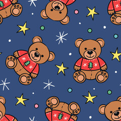 Christmas Teddy Bear Pattern Winter Teddy Bear Background