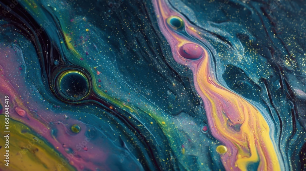 Poster a closeup of a mixing chamber where carbon materials and quantum dots are blended to form the ink sh