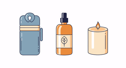 Aromatherapy set with candle, spray bottle, and diffuser for relaxation and well-being