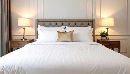 Luxurious bedroom with a large bed and bedside tables