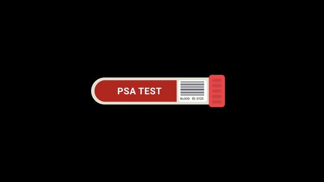 PSA test tube animation on transparent background. medical, healthcare, and laboratory diagnostic concept.