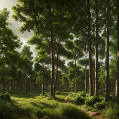 Fototapeta premium pine trees in the green forest