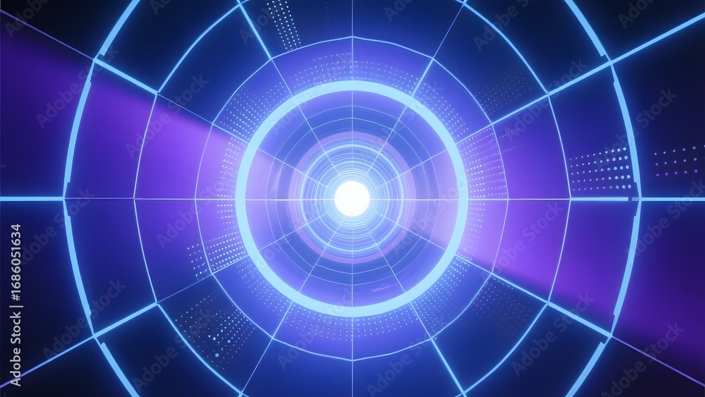 Aufkleber abstract futuristic tunnel with neon lights and circular patterns