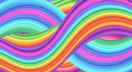 Colorful wavy lines background with rainbow colors in a seamless pattern.
