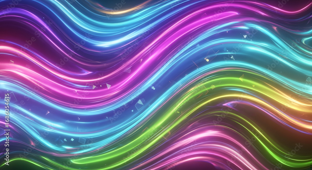 Aufkleber abstract colorful glowing lines flowing in a wavy pattern.