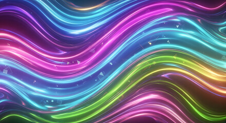Abstract colorful glowing lines flowing in a wavy pattern.