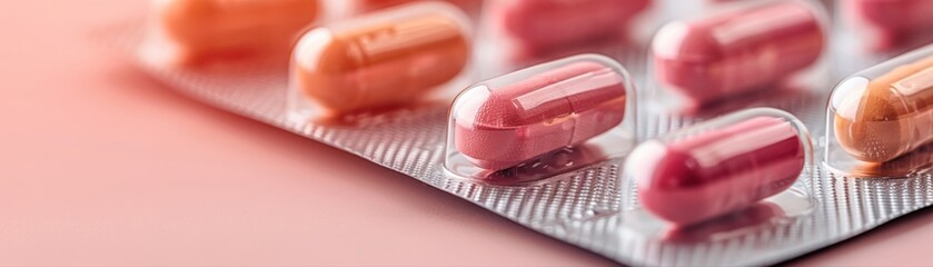 Closeup Pink and Orange Capsule Blister Pack