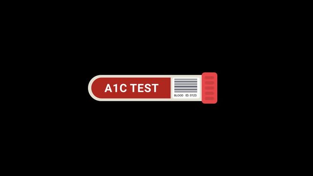 A1C test tube animation on transparent background. medical, healthcare, and laboratory diagnostic concept.