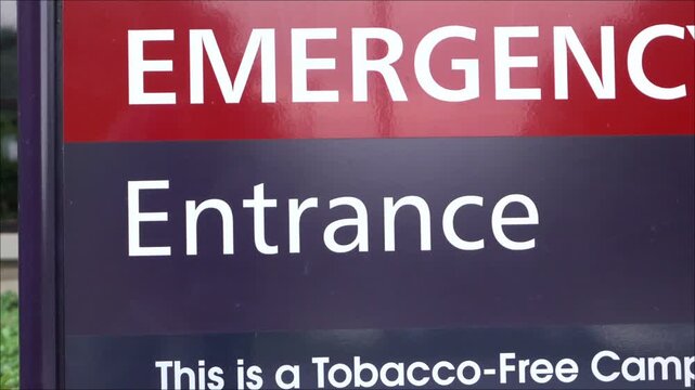 Close-Up of Hospital Emergency Room Sign
