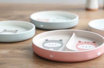 Cute Animal Face Ceramic Plate Set