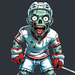 cartoon vector zombie hockey player