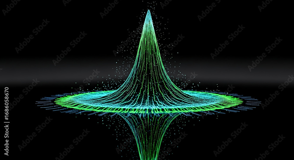 Aufkleber dynamic abstract data visualization with glowing neon lines and particles