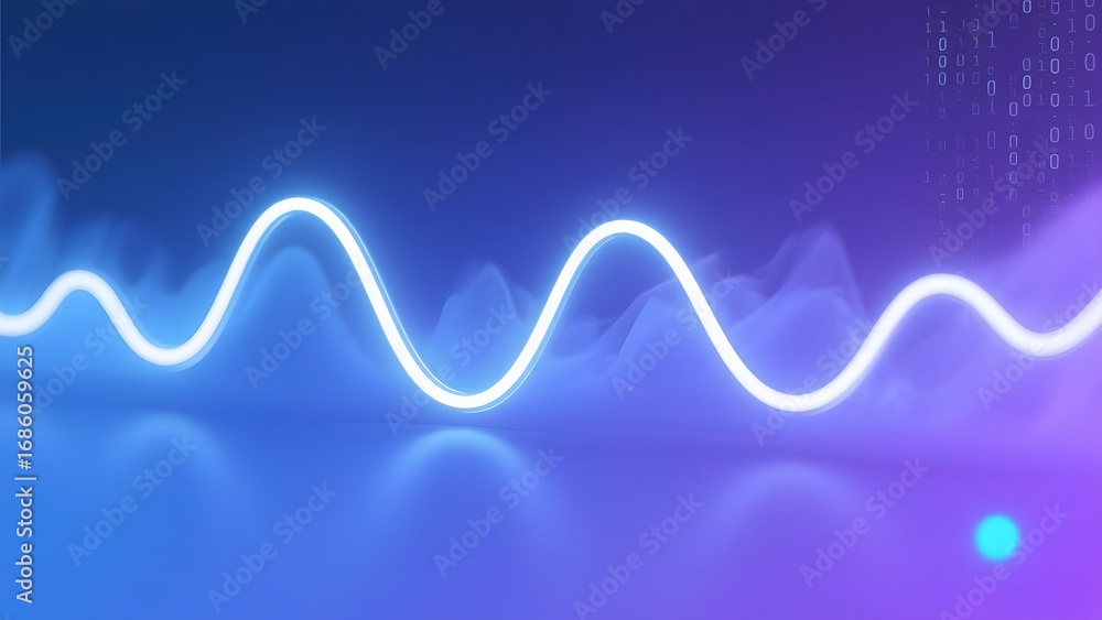 Aufkleber neon wave pattern on reflective surface with gradient background