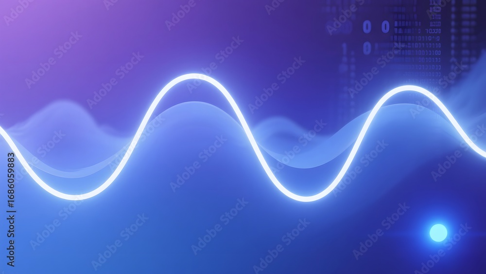 Poster neon wave pattern on a gradient background