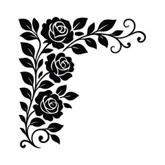 Floral Corner Ornament Vector Rose Decoration Elegant Vintage Design