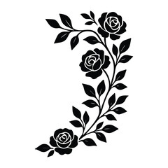 Floral Corner Ornament Vector Rose Decoration Elegant Vintage Design