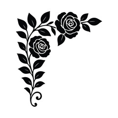Floral Corner Ornament Vector Rose Decoration Elegant Vintage Design
