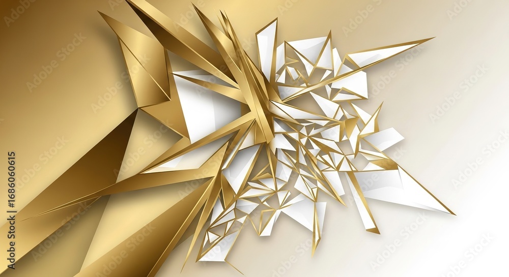 Aufkleber abstract golden and white geometric explosion with sharp edges a