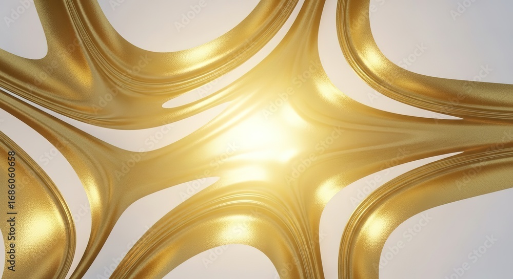 Poster abstract golden curves radiating from a central light source on