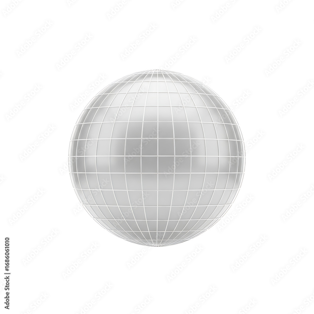 Poster abstract glowing silver sphere with subtle grid lines futuristic technology orb isolated on transpar