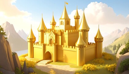 Fototapeta premium Golden castle in idyllic landscape