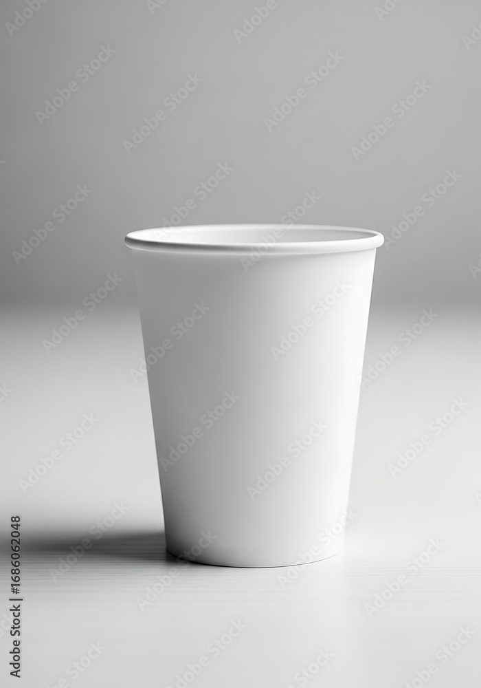 Poster minimalist white paper cup on a neutral background capturing simplicity and elegance for visual comm