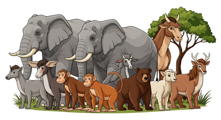 Safari Animal Friends: Cartoon Wildlife Group