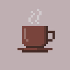coffee in pixel art style
