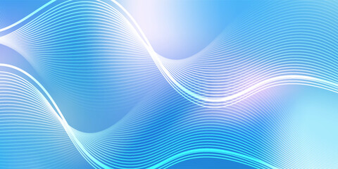 Abstract blue background with glowing curved wave lines and smooth gradient blend, ideal for digital, futuristic, and modern graphic design.