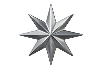 Impressionante emblema met&aacute;lico de estrela de oito pontas simbolizando conquista, orienta&ccedil;&atilde;o e excel&ecirc;ncia